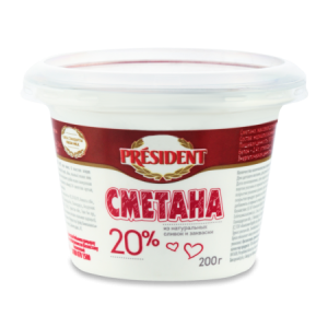 Сметана 20% President ст 400г